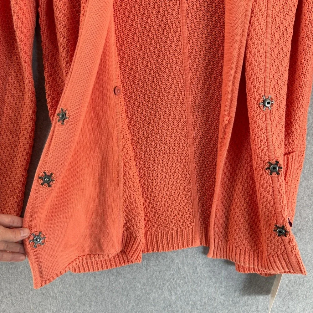 Lululemon Womens Orange Post Practice Cardigan Sweater Knit Pockets Size 10 NWT